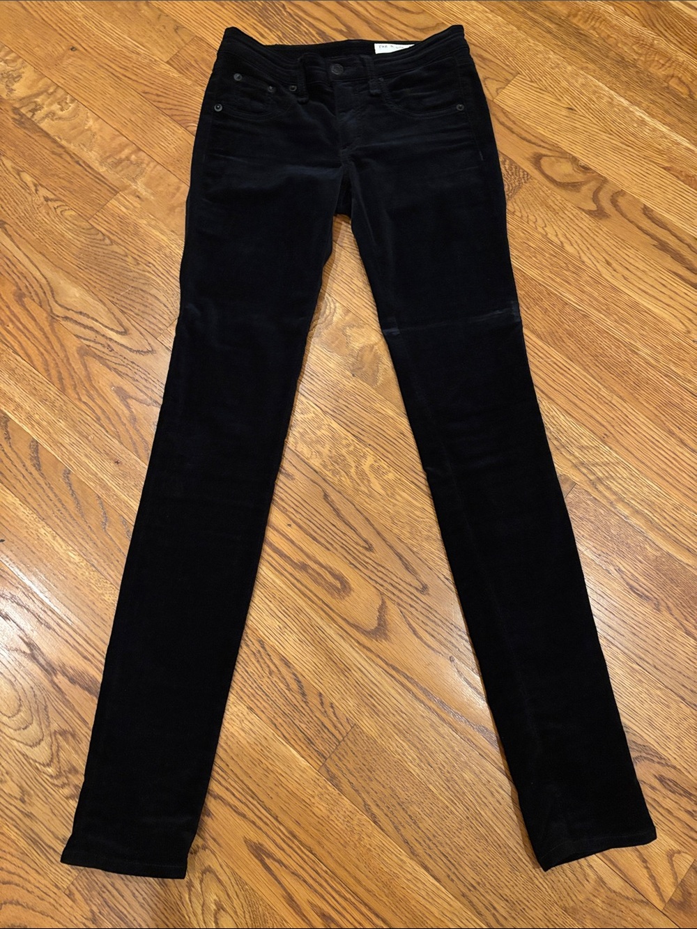 Rag & Bone black velvet cotton blend skinny jeans sz.23